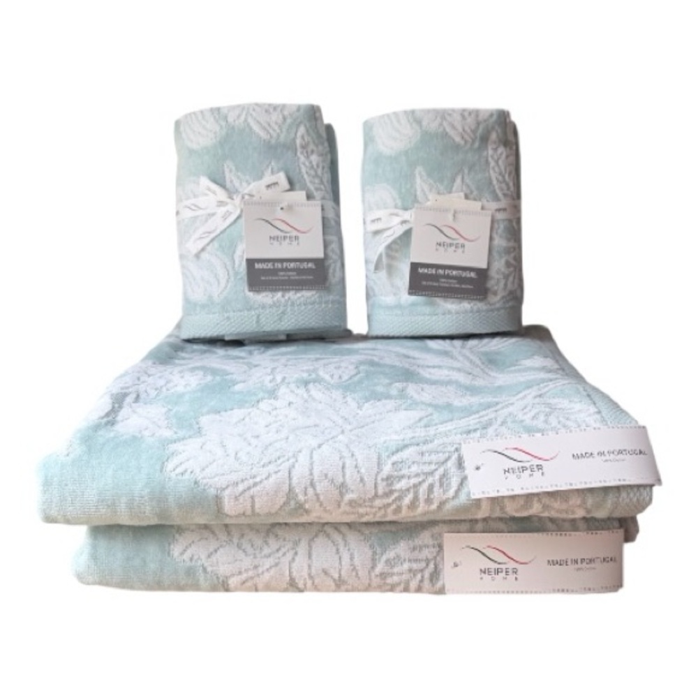 Neiper Aqua Floral Towels set of 8 bath towels - Picture 3 of 16